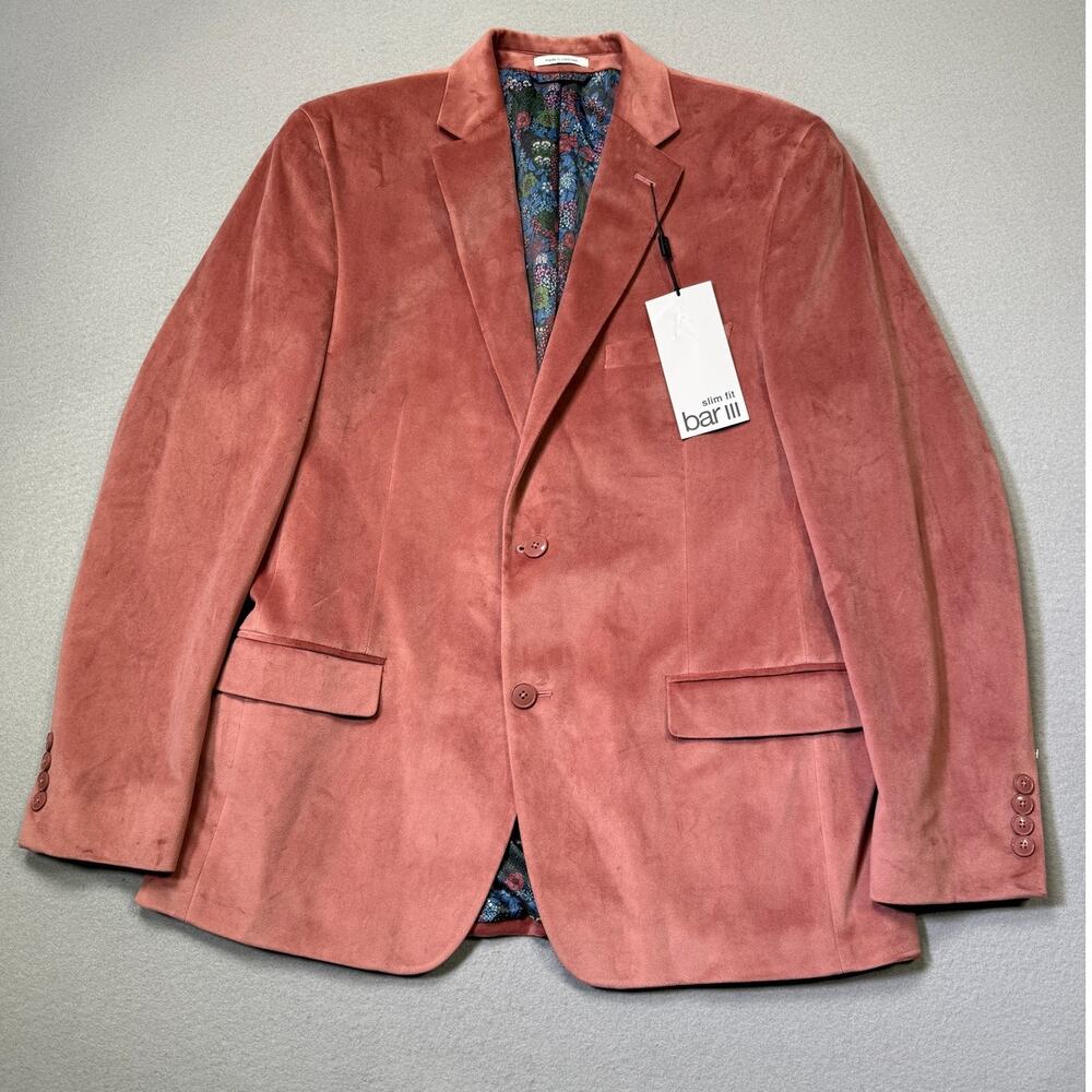 Bar III Men's Slim-Fit Velvet Sport Coat Pink 42R $295